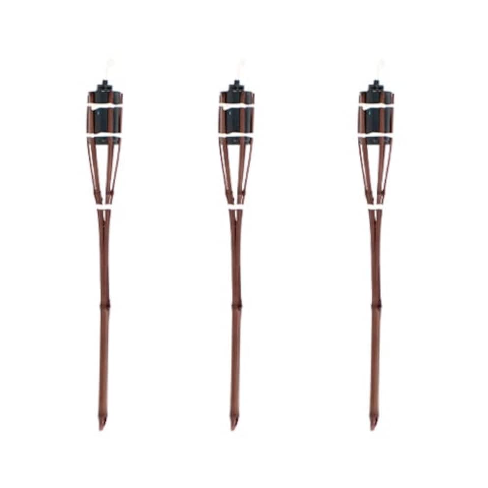 image 1 of Natural Dark Brown Bamboo Garden Torch 60cm - Pack of 3