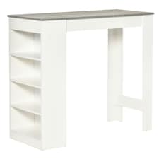 HOMCOM Bar Table Coffee Table Kitchen Dining Table with 4-Tier Shelf