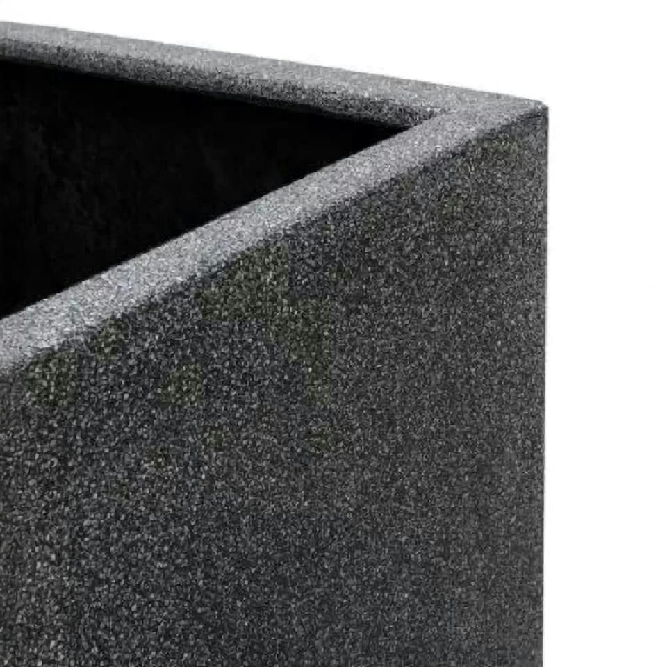 image 1 of Primrose Black Cube Planter Poly-Terrazzo Outdoor Patio Garden 30cm