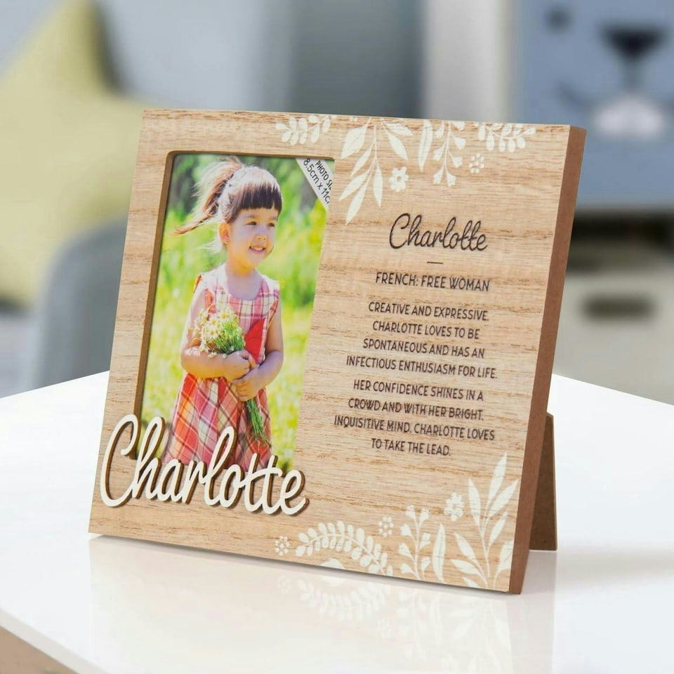 image 1 of History & Heraldry Pre-Personalised Kids Wooden Picture Frame - Charlotte