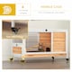 image 6 of PawHut Wooden Guinea Pig Hutch 2-Floor Design w/ Wheels, Yellow