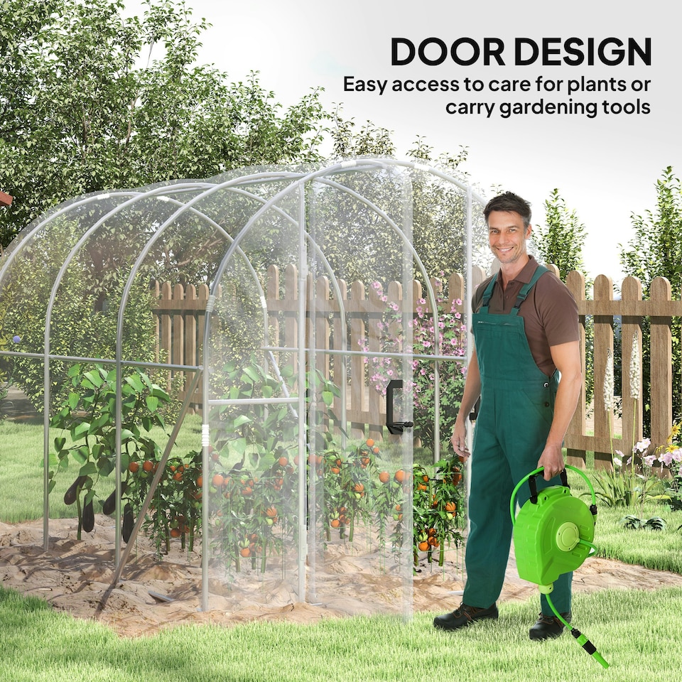 image 1 of Outsunny 3 x 2 x 2m Polytunnel Greenhouse with Door, Galvanised Steel Frame