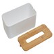 image 4 of Interiors by Premier Luxurious White Tissue Box With Bamboo Fibre Lid, Reusable Tissue Storage, Perfect For Home or Office Use