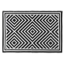 JVL Lightweight Reversible Outdoor Rug – Tile Pattern, Plastic Woven, 150 x 210 cm