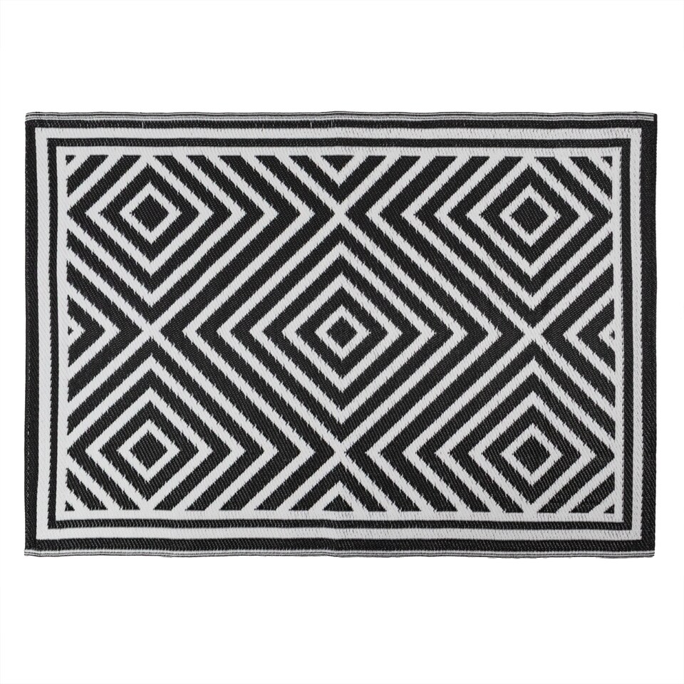 image 1 of JVL Lightweight Reversible Outdoor Rug – Tile Pattern, Plastic Woven, 150 x 210 cm