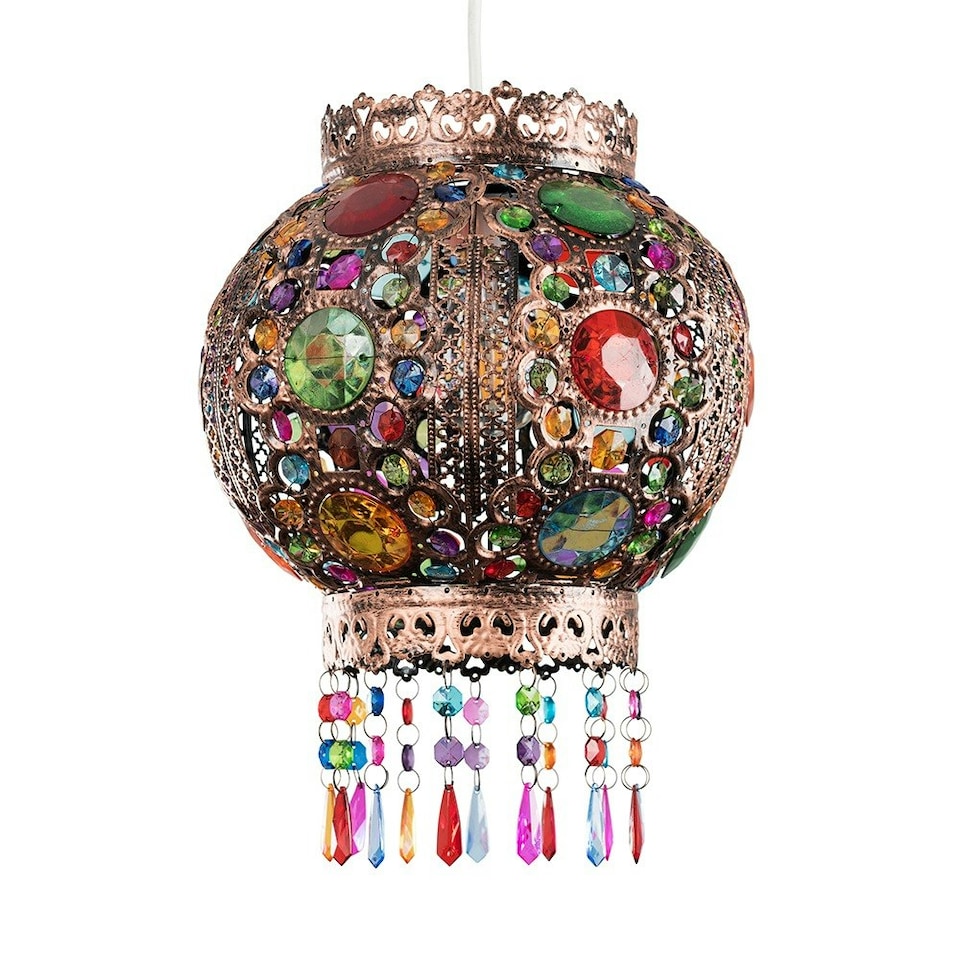 image 1 of ValueLights Bazaar Moroccan Bronze Lamp Shade Acrylic Droplets Bronze