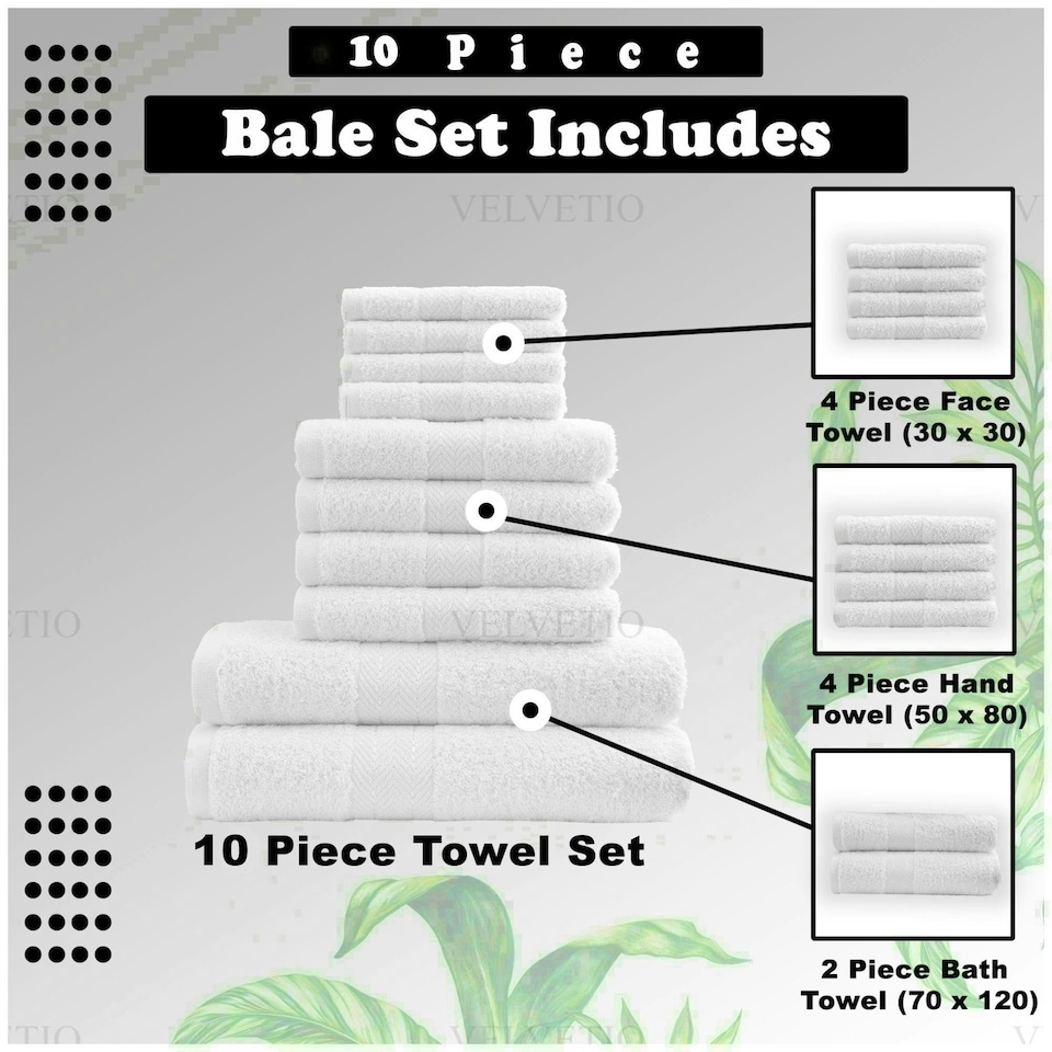 image 1 of VELVETIO 10 Piece Towel Bale Set Toronto Stripe Pattern - 100% Cotton, 450 GSM Green | Dark Green