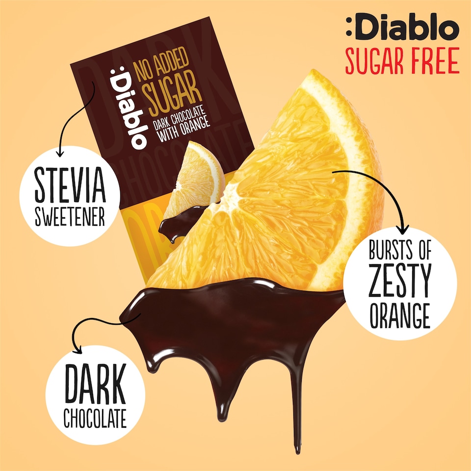 image 1 of Diablo No Added Sugar Dark Chocolate with Orange 75g