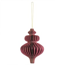 Burgundy Honeycomb Icicle Hanging Paper Bauble Decoration 15cm