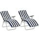 image 1 of Outsunny Set of 2 Folding Sun Lounger Recliner Chairs Daybed Cushion Blue White