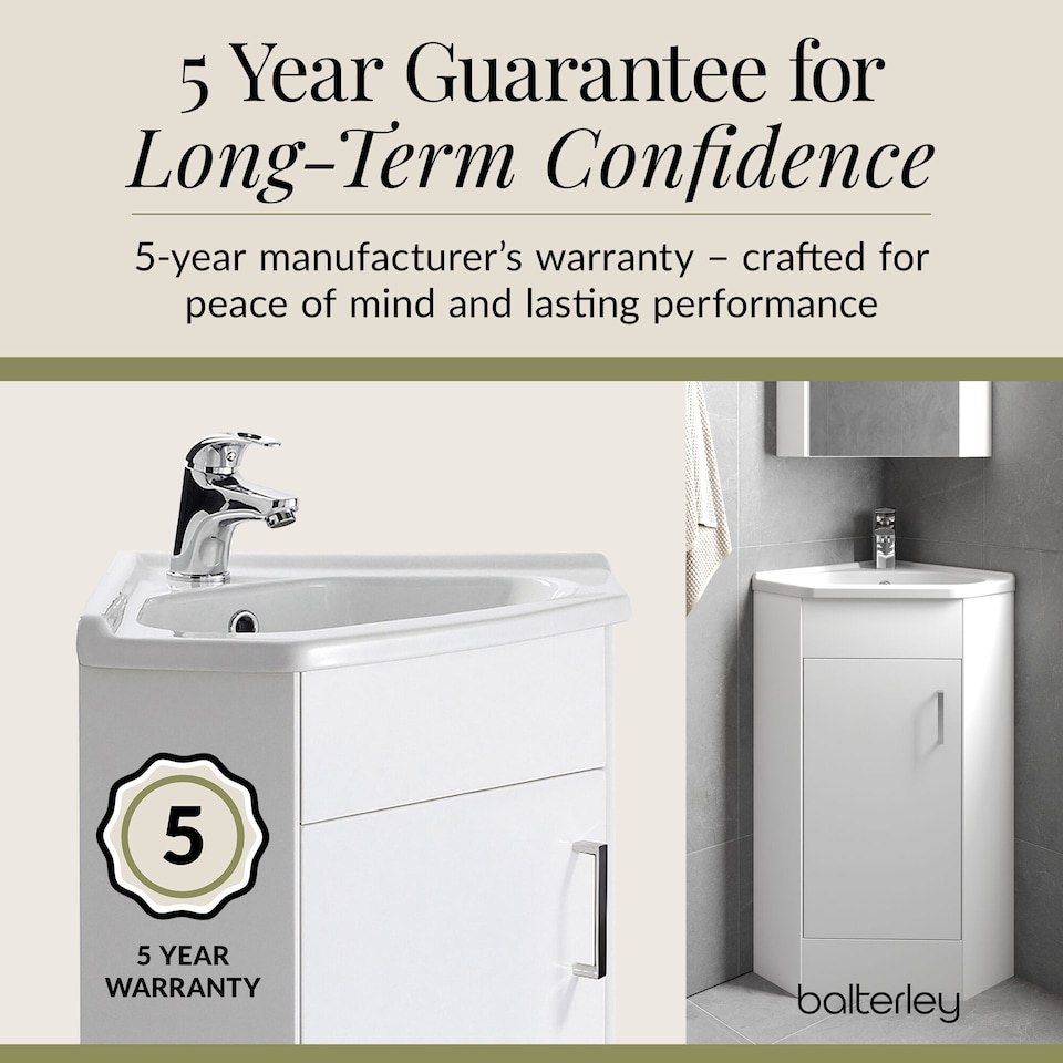 image 1 of Balterley Free Standing 1 Door Corner Vanity Basin Unit - Balterley | White | Gloss White | 1