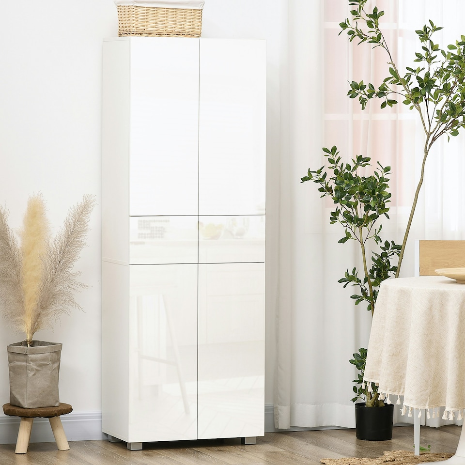 image 1 of HOMCOM Kitchen Cupboard Storage Cabinet Push Open Doors and Drawers, White