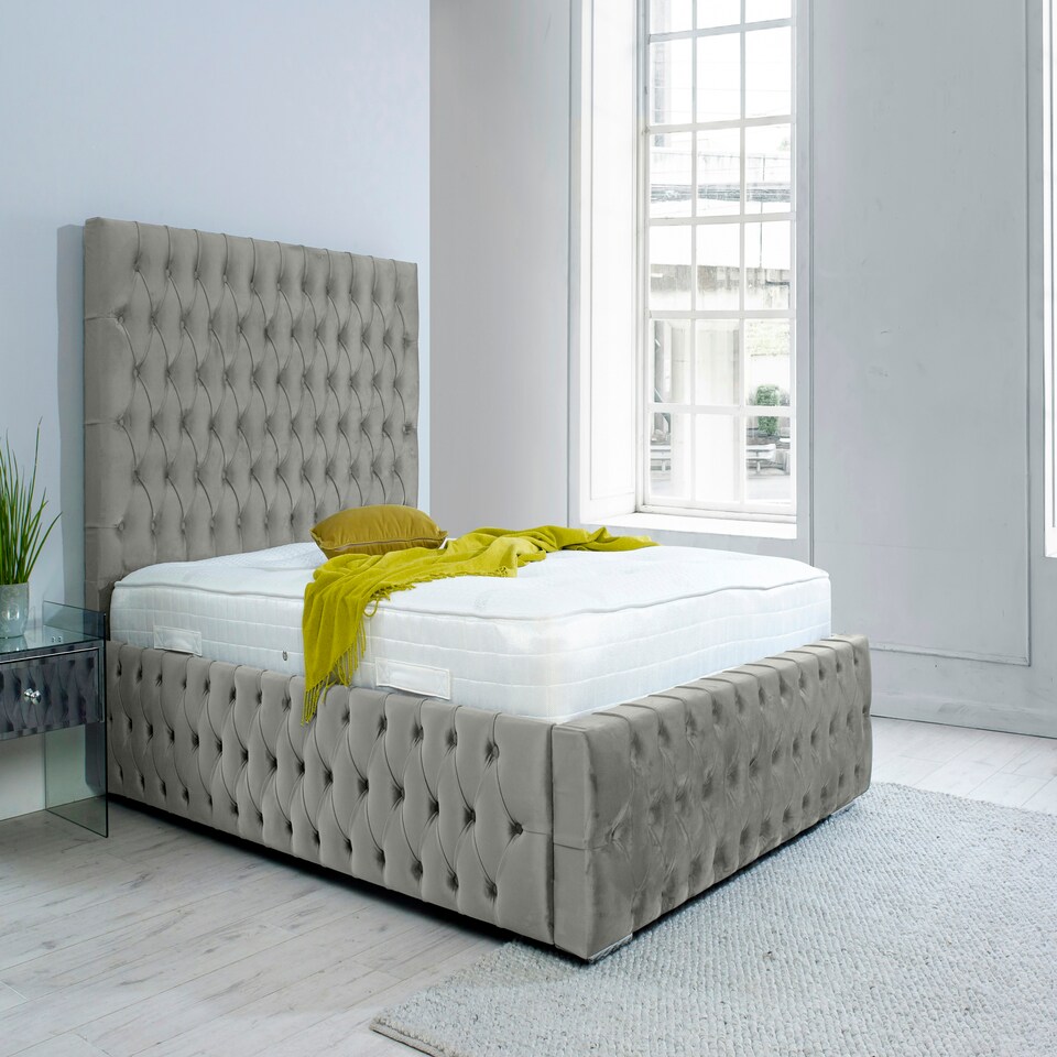 Orella Plush Small Double Bed Frame - Silver