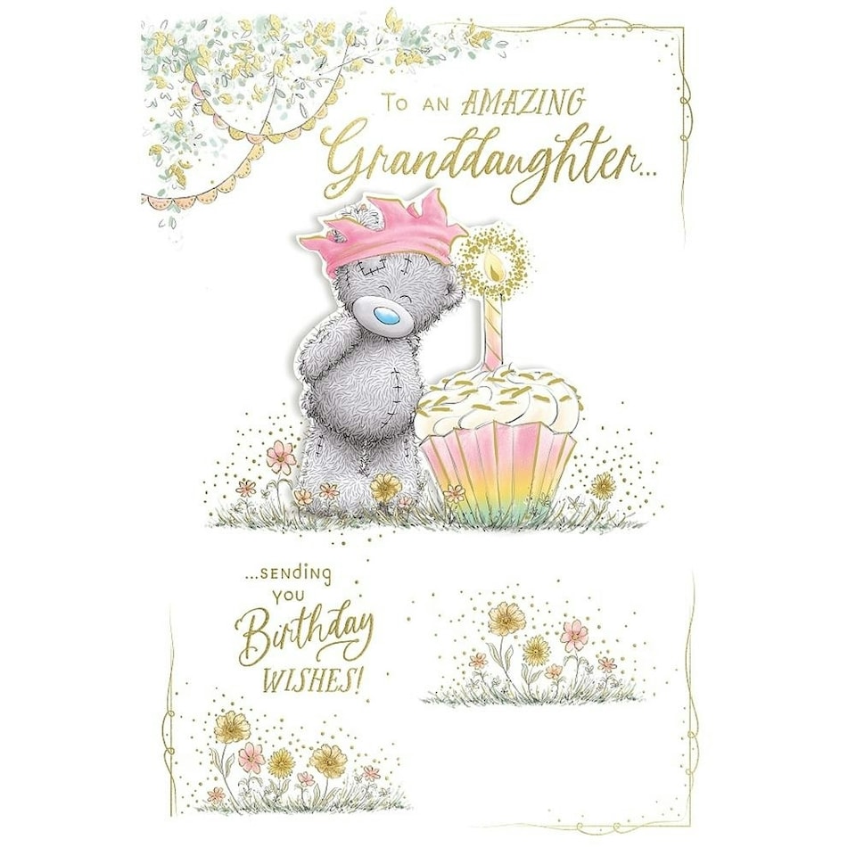 image 1 of Bear And Large Cupcake Amazing Granddaughter Luxury Handmade Birthday Card