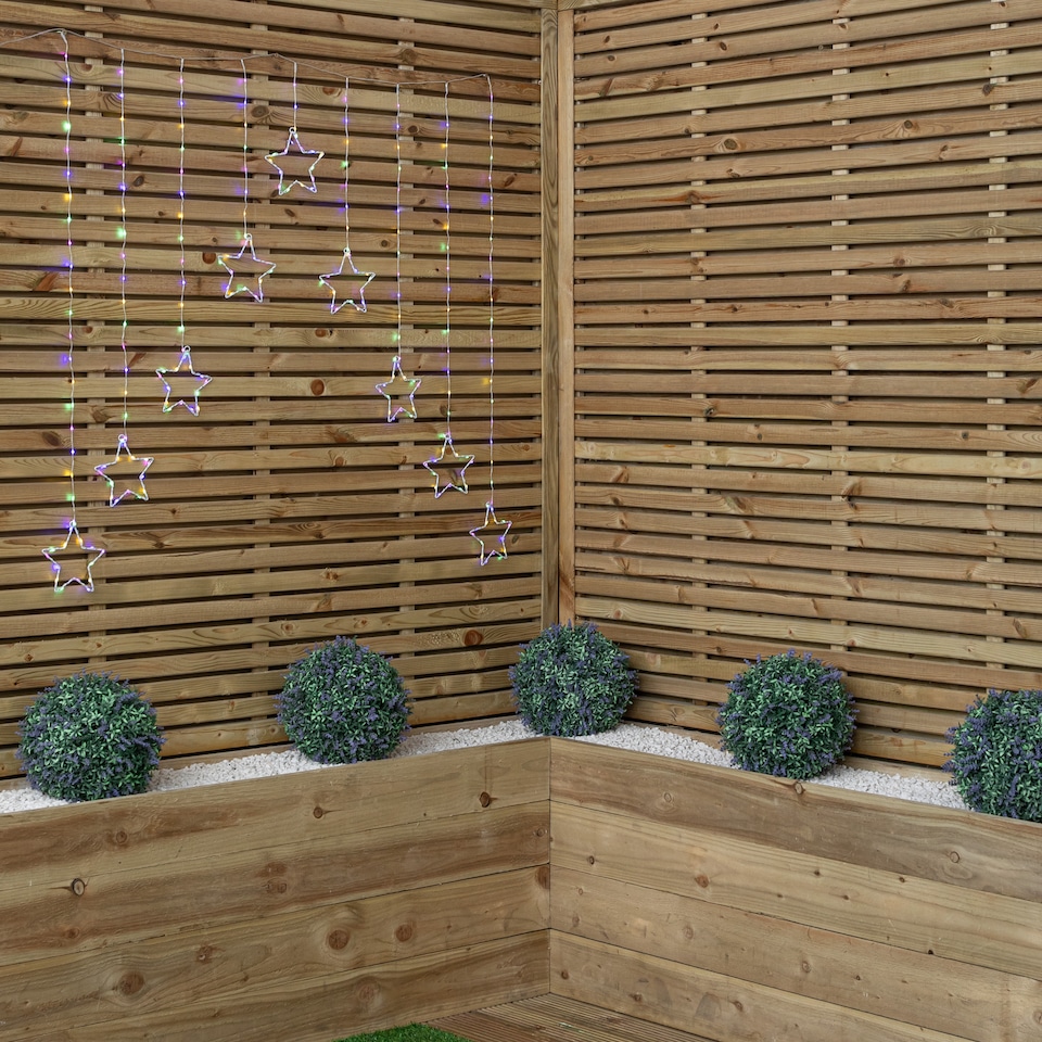 image 1 of 1.2m Multi Colour LED Star Curtain Lights Christmas Decorations