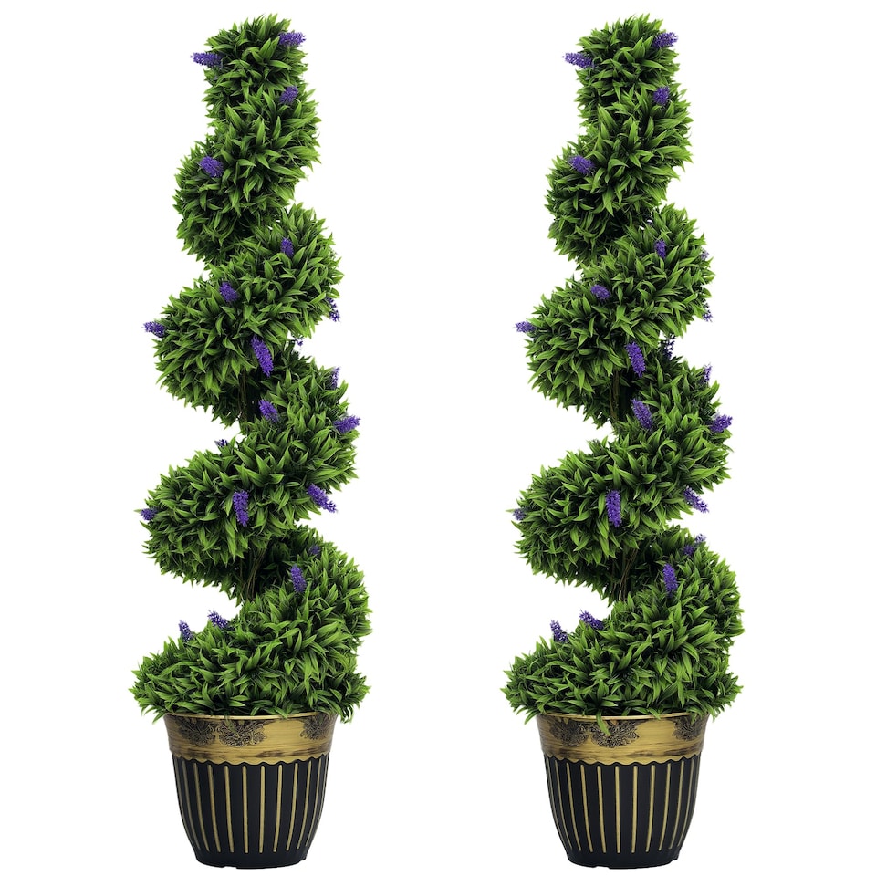image 1 of HOMCOM Set of 2 Decorative Artificial Plants with Lavender and Pot, 115cm 