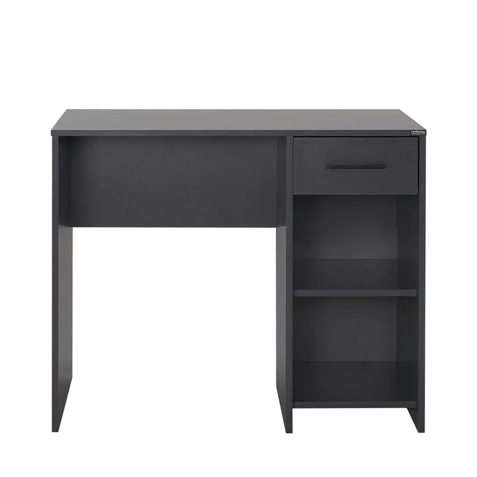 image 1 of Adore Anthracite Grey Study Desk with Drawer & Shelves Grey