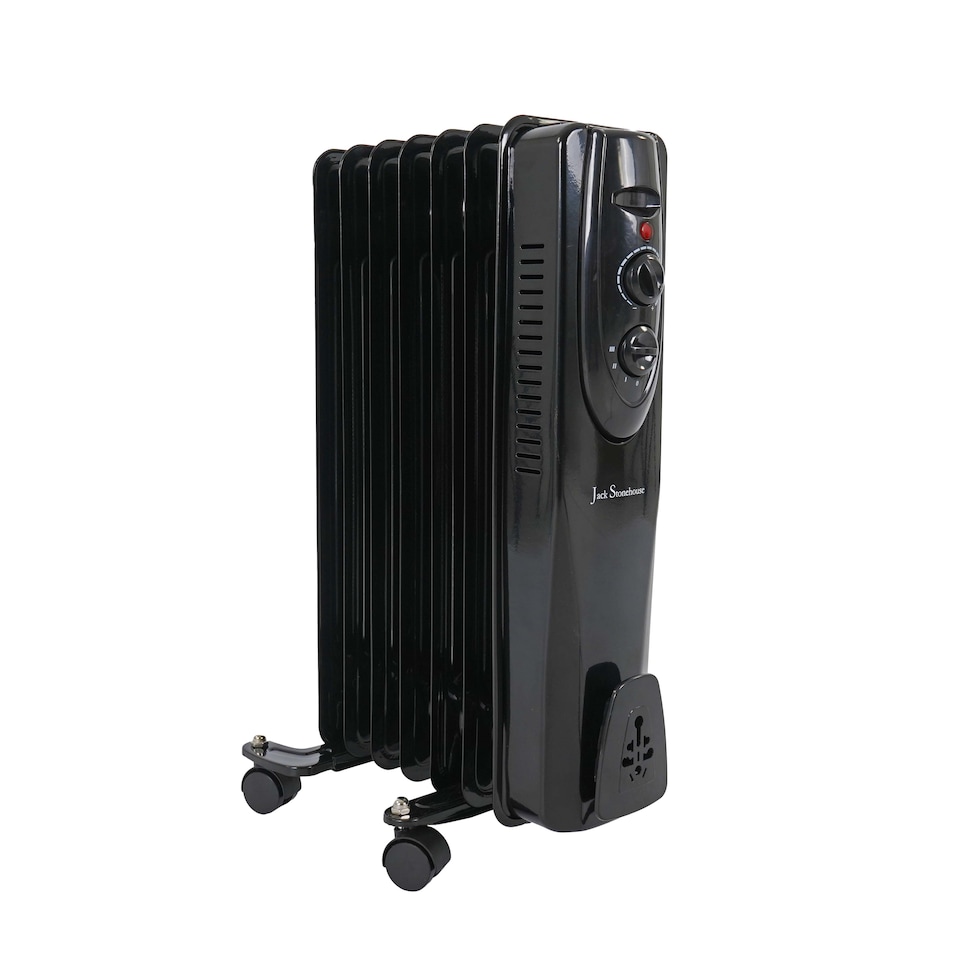 image 1 of Oil Filled Radiator 1500W  - Black Adjustable 1.5KW Heater