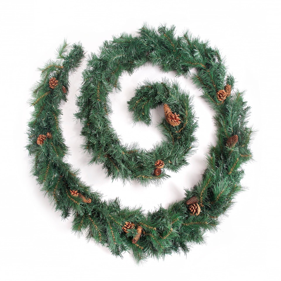 image 1 of Best Artificial 12ft Colorado Pine Christmas Garland with Pine Cones