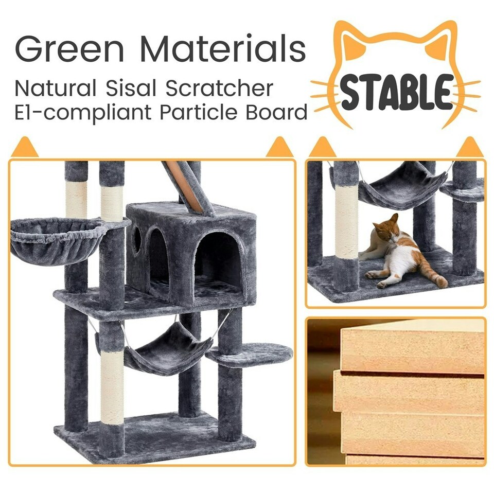 image 1 of Yaheetech 181.5 cm Multi-Level Cat Tree with Cozy Perches Dark Grey