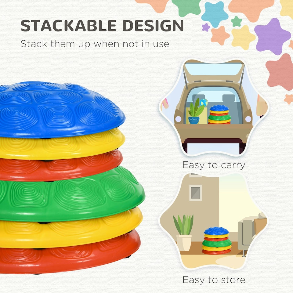 image 1 of ZONEKIZ Balance River Stones w/ Non-Slip Mats for Ages 3-8 Years