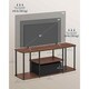 image 2 of TV Stand with Shelves, Entertainment Unit for Living Room and Bedroom, Tool-Free Assembly, Natural Walnut and Ink Black