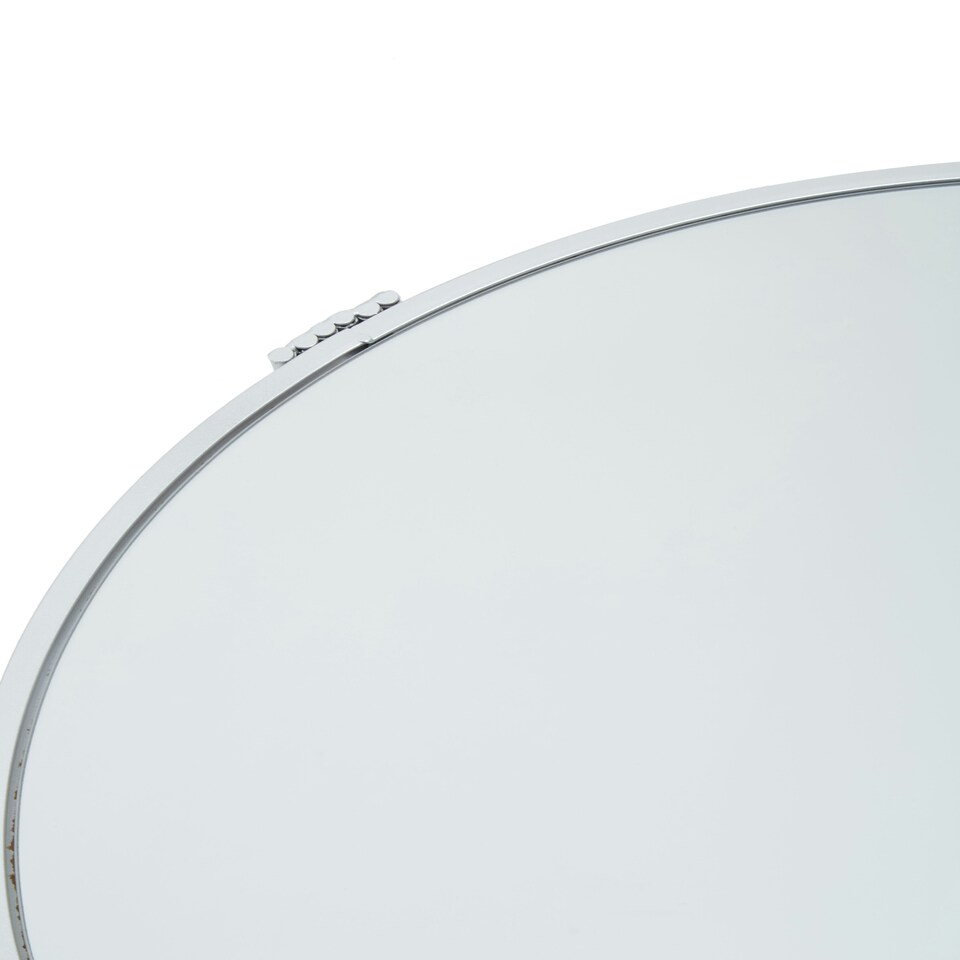 image 1 of Jolie Round Mirrored Top Silver Frame Table Silver