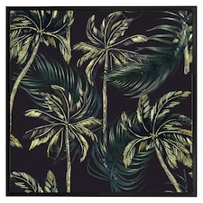 Green palm on black (Picutre Frame) Black | XL
