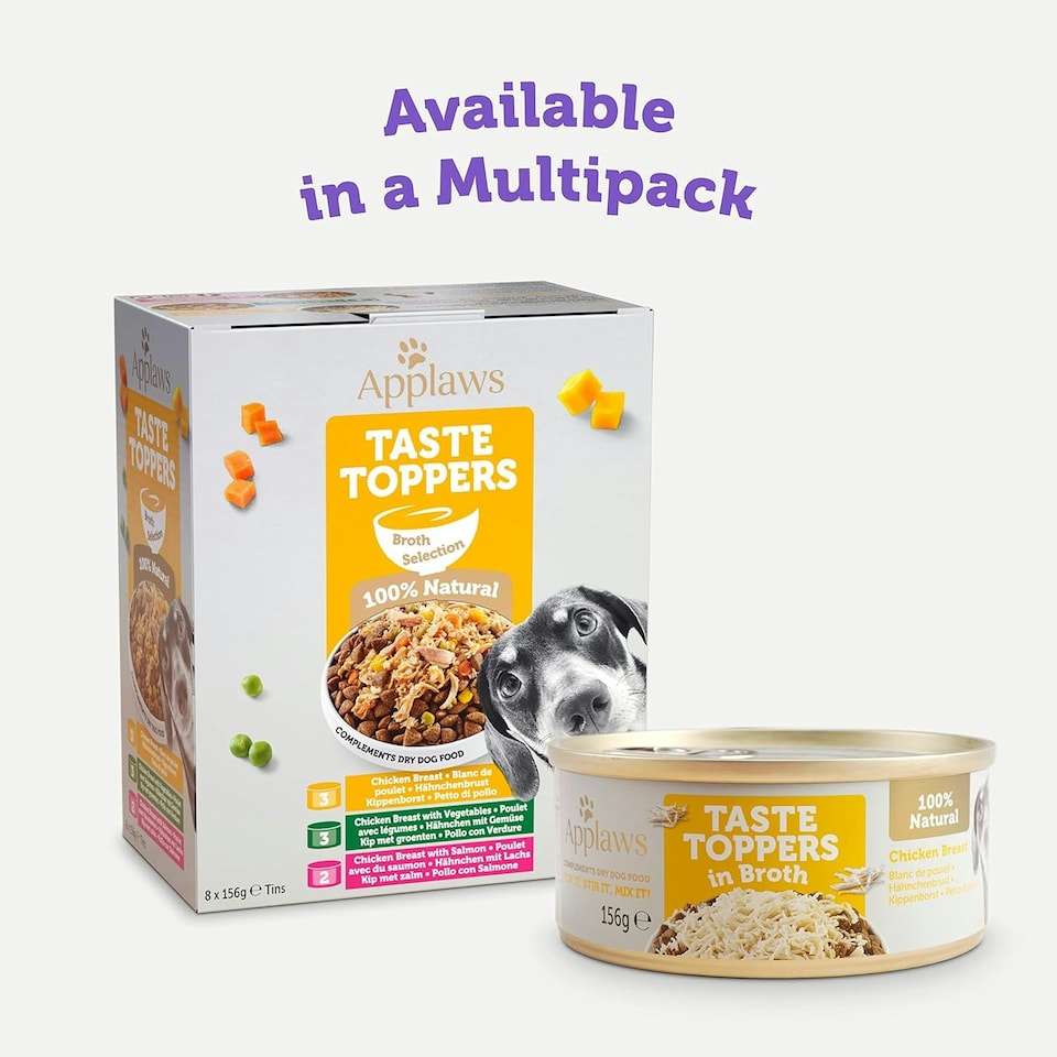 image 1 of Applaws 100% Natural Wet Dog Food Tins, Chicken Breast with Rice in Broth, 156g (Pack of 12)