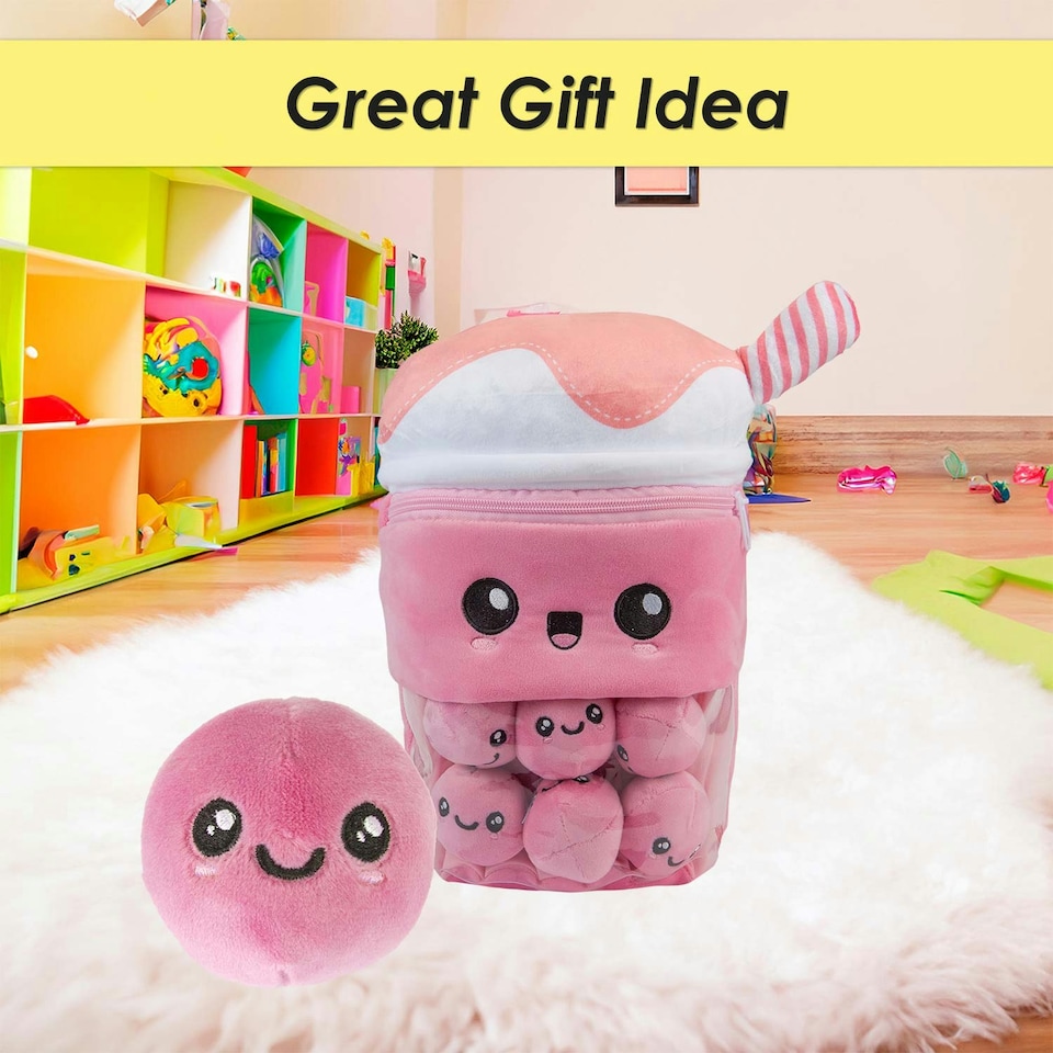 image 1 of Boba Tea Soft Toy Cute Plushie Huggable Cuddly Stuffed Toy Gift 35cm Pink