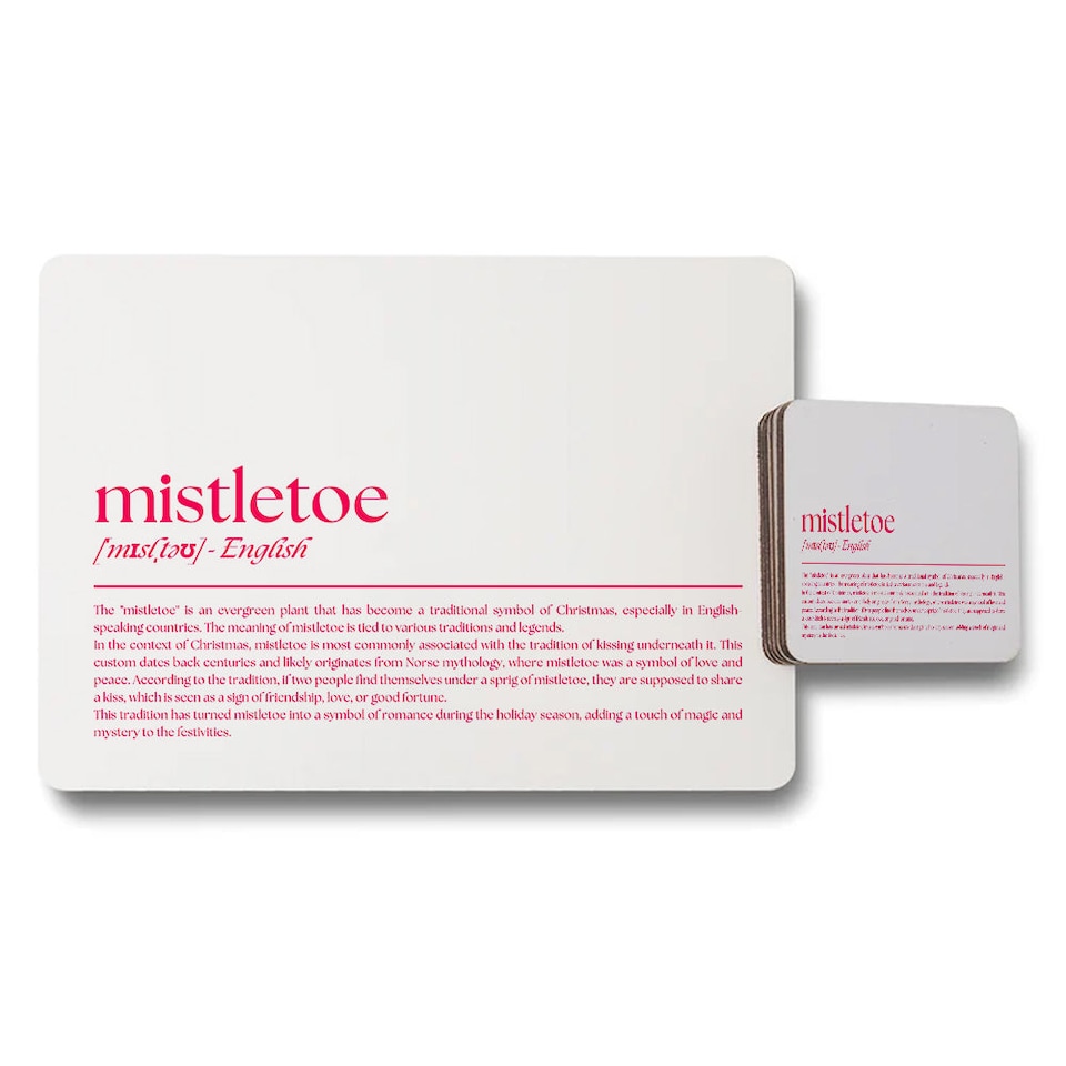 image 1 of Mistletoe Placemats and Coaster Set for Holiday Tables