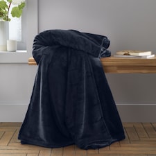 Catherine Lansfield Extra Large Raschel Velvet Touch Blanket Throw | Blue | Navy Blue