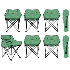Harbour Housewares Premium Folding Camping Chairs with Pockets & Carry Bag - Green - Pack of 6 | Green | Green