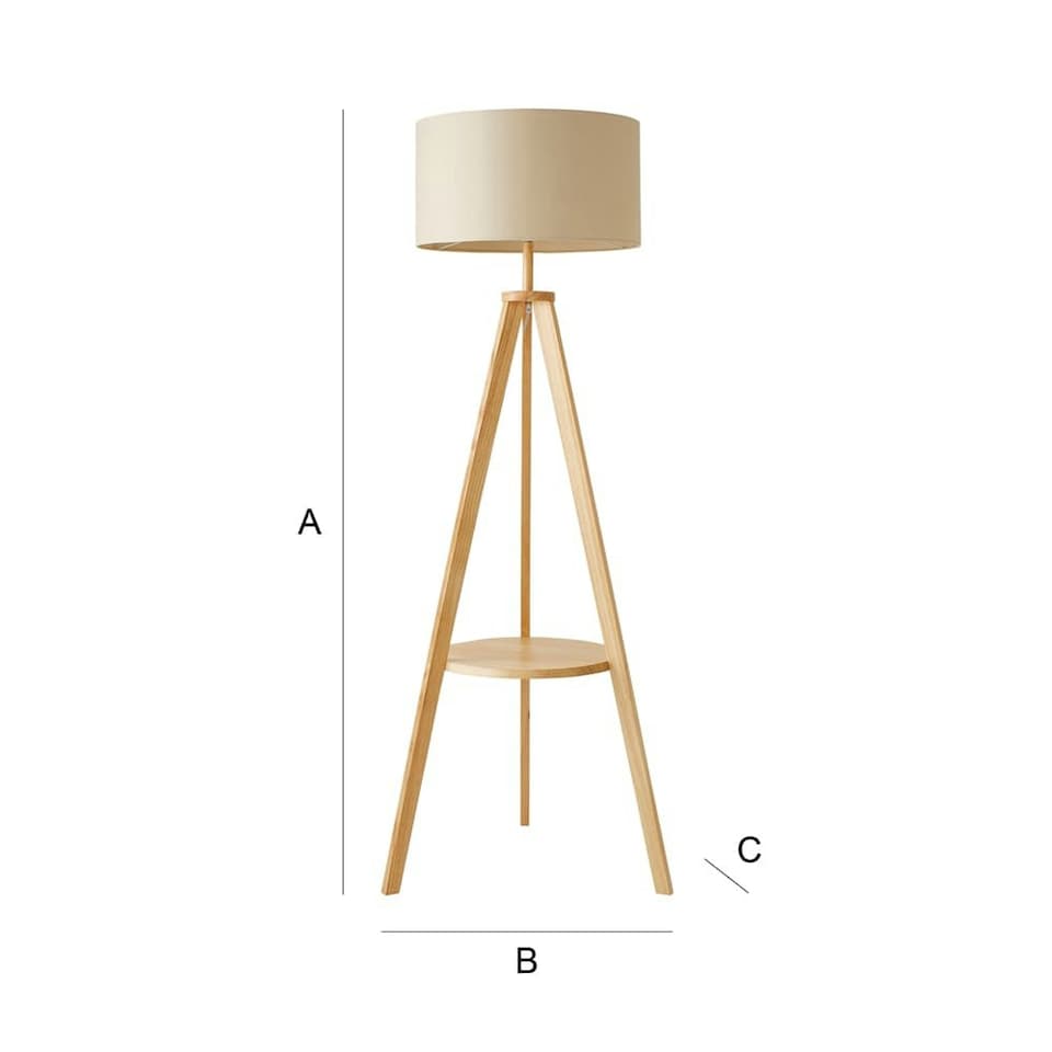 image 1 of ValueLights Morrigan Natural Shade Wood Tripod Floor Lamp Cream