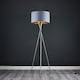 image 2 of ValueLights Camden Brushed Chrome Tripod Floor Lamp Grey Gold Shade and Bulb