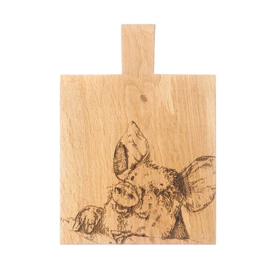 image 1 of The Just Slate Company Pig Medium Oak Serving Paddle