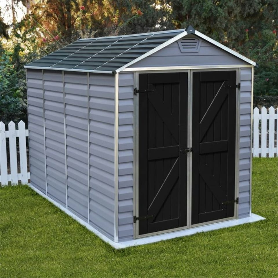 image 1 of 10 x 6 (3.03m x 1.85m) Double Door Apex Plastic Shed with Skylight Roofing