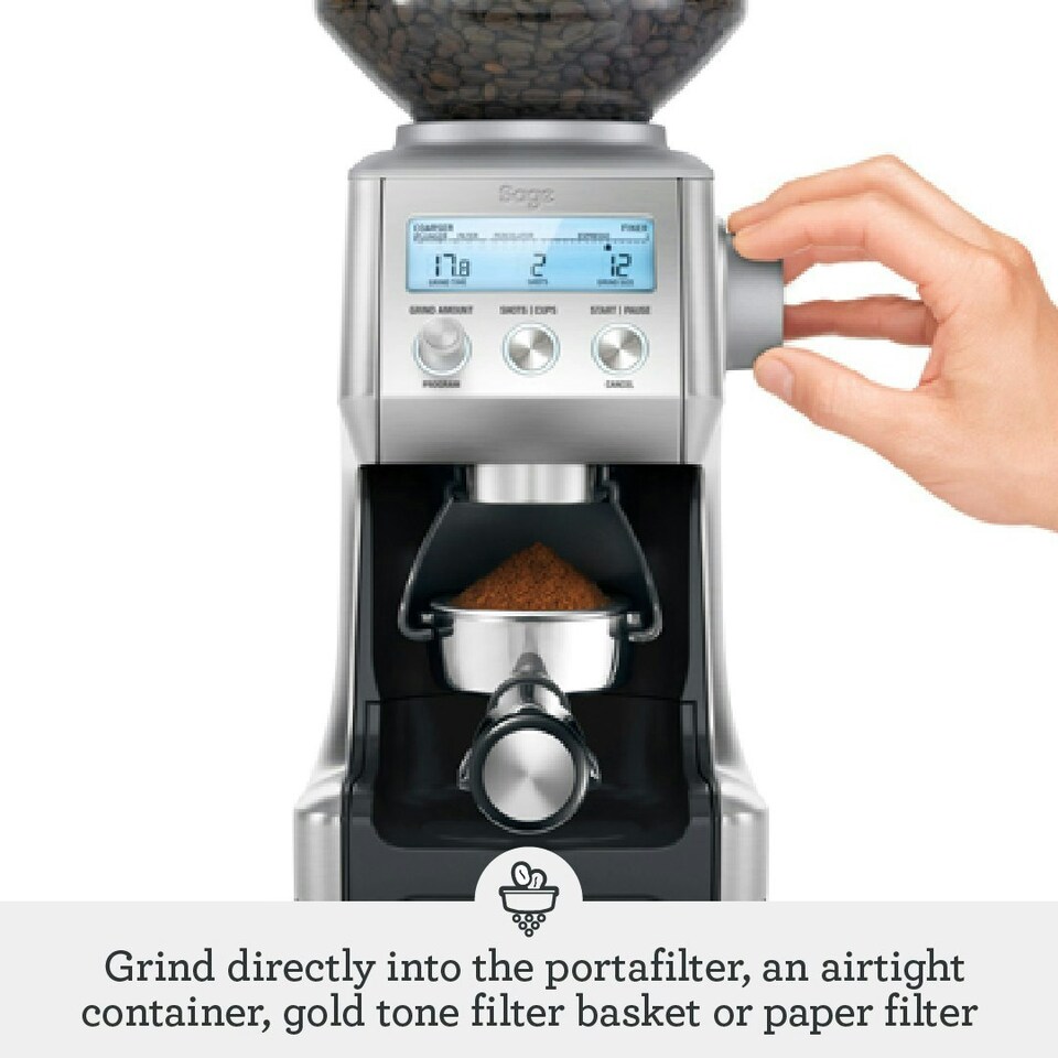 image 1 of Sage The Smart Grinder Pro, Conical Burr Coffee Grinder - Programmable, Automatic, Brushed Stainless Steel