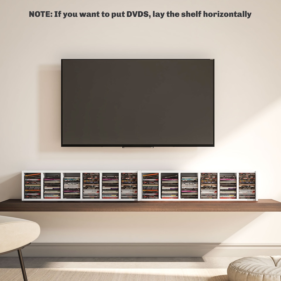 image 1 of HOMCOM 204 CD Media Display Shelf Unit Set of 2 Blu-Ray Tower Rack w  Adjustable Shelves Bookcase Storage Organiser, High Gloss White