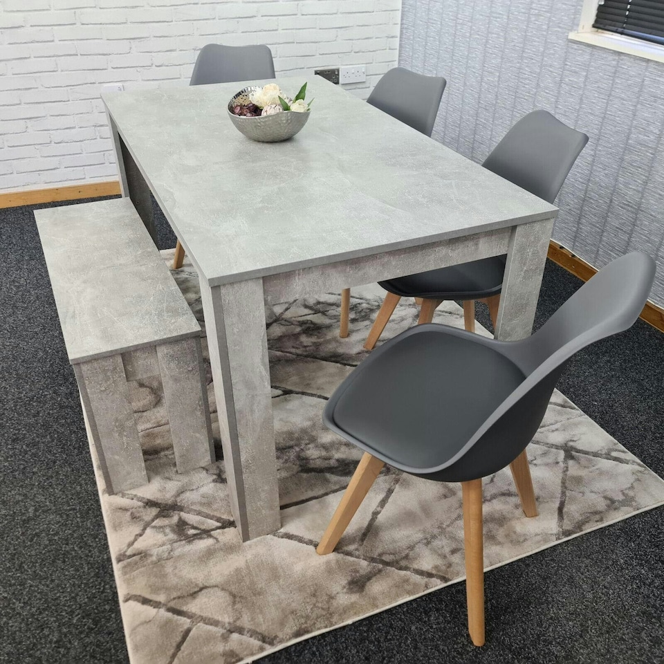 image 1 of Dining Table Set with 4 Chairs Dining Room and Kitchen table set of 4, and Bench Brown