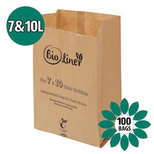 7 & 10L Bioliner Paper Compostable Caddy Liners (Medium) - 100 Bags