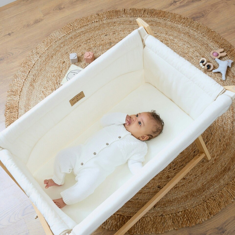 image 1 of Clair de Lune Organic Folding Crib - Cream