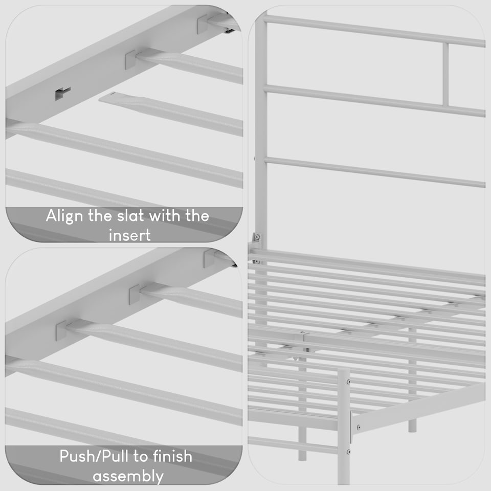 image 1 of Vida Designs Dorset 5ft King Size Bed Metal Frame, White, 150 x 200cm