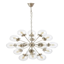 Interiors by Premier 18 Light Silver Ceiling Pendant, Abstract Burst Design Statement Light, Glass Globe Ceiling Light Silver