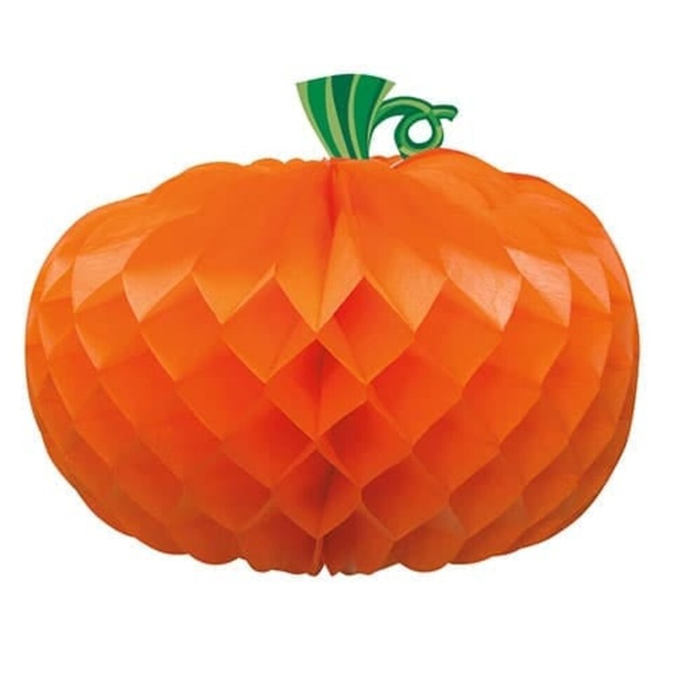Pumpkin Shaped Halloween Honeycomb Centrepiece Decoration 27cm