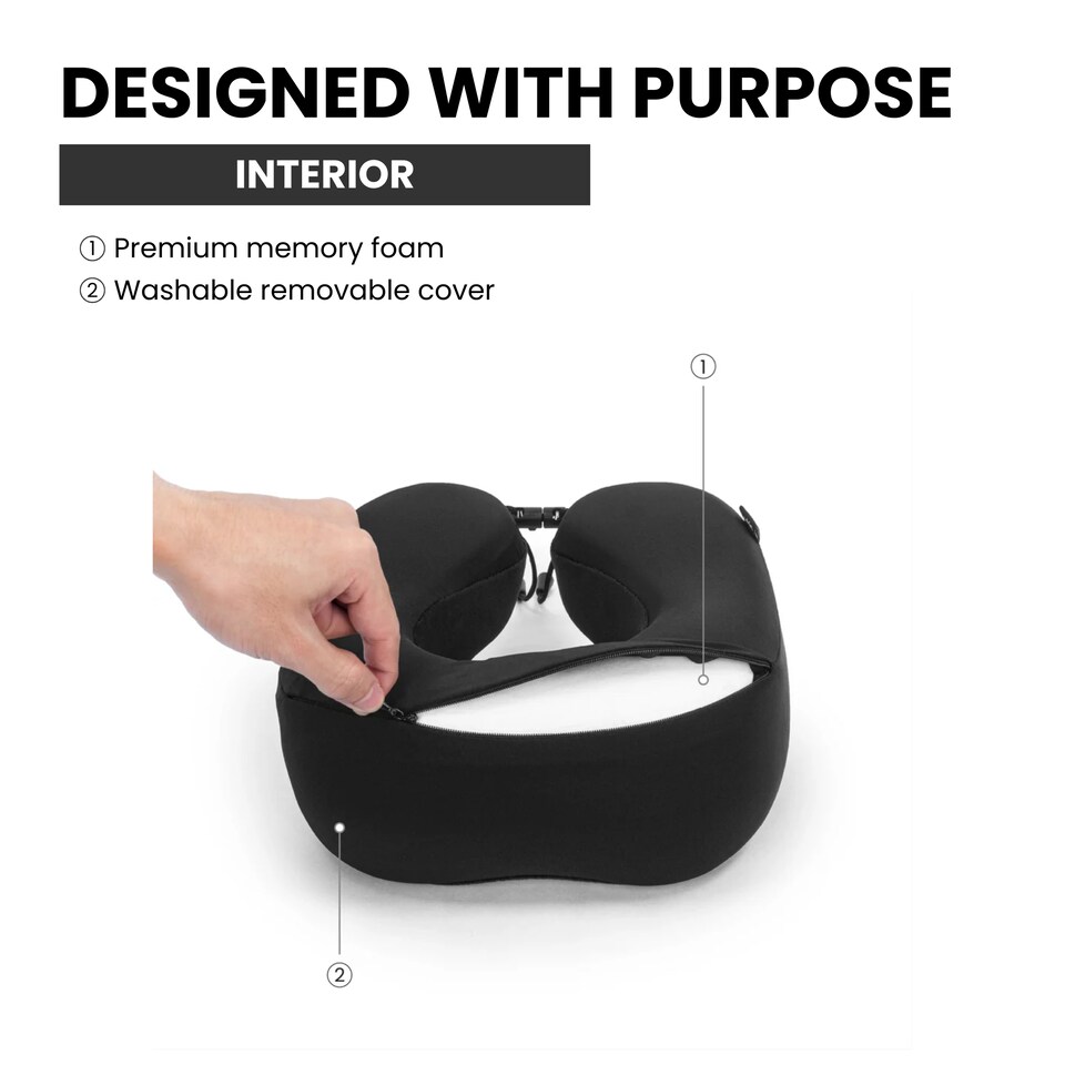image 1 of CabinZero Classic Travel Pillow, Memory Foam Neck Pillow for Airplane & Travel | Blue | NAVY