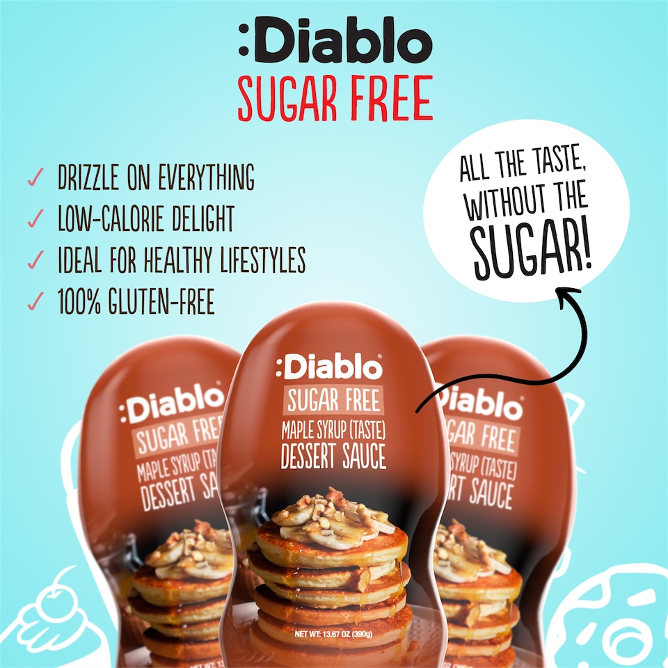 image 1 of Diablo Sugar Free Maple Flavour Dessert Sauce 390g Twin Pack