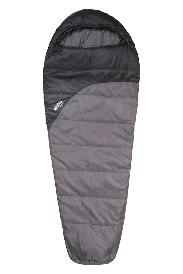 image 1 of Mountain Warehouse Summit Sleeping Bag Adult Mummy Camping Hiking Winter Warm Right Handed Zip - Regular length (200cm) | Grey