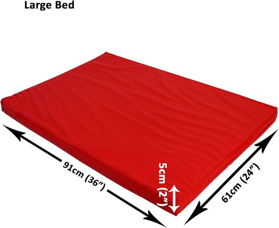 image 1 of Actiaspet Heavy Duty Waterproof Dog Crate Bed with Hard Wearing 1000D Polyester Faux Leather Outer (Red, Large)