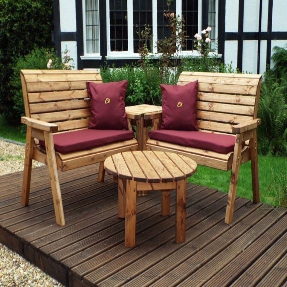 image 1 of Four Seater Corner Unit with Cushions - W183 x D183 x H98 - Fully Assembled - Burgundy